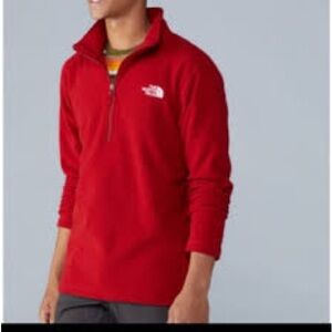 The North Face 1/2 zip Red Fleece Pullover Sweatshirt Sz S